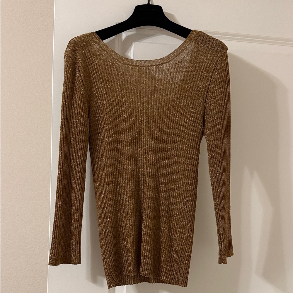 Brown Ribbed Long Sleeve Top